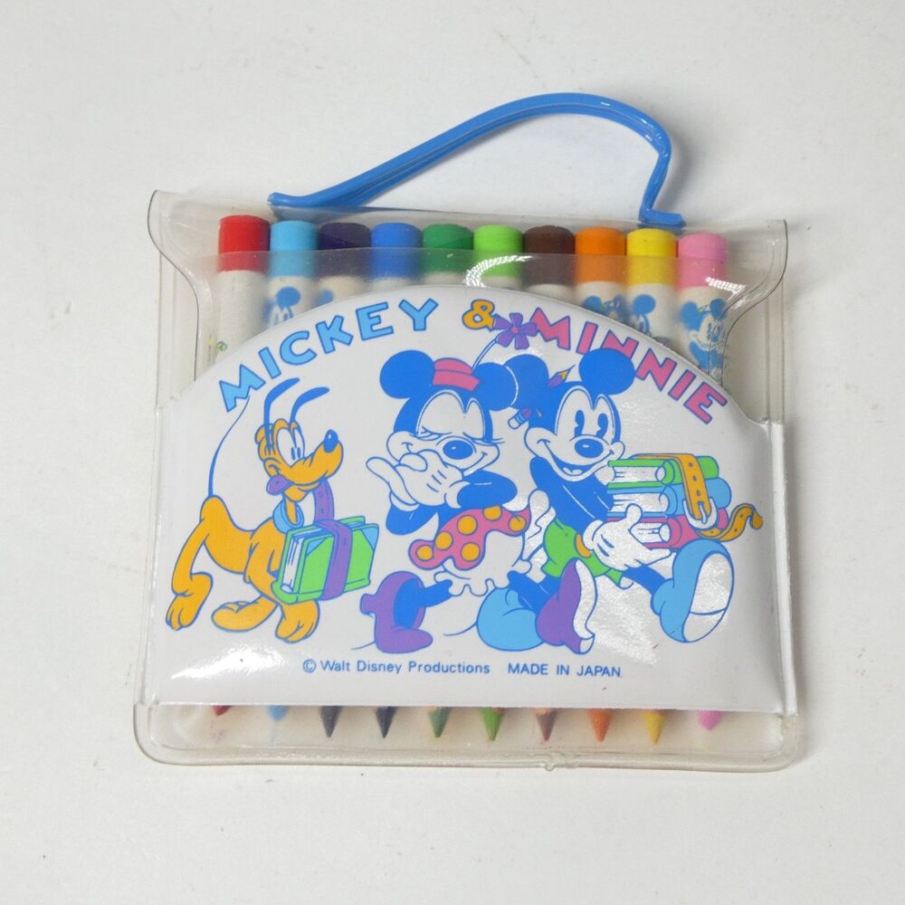 Mickey & Minnie Mini Colored Pencil Set Walt Disney Productions Japan Vintage